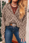 Diamond Textured Sherpa Zip Front Hooded Cropped Jacket